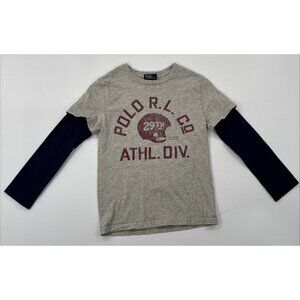 Polo Ralph Lauren Shirt Boys 8 Gray Long Sleeve Graphic Double Tee
